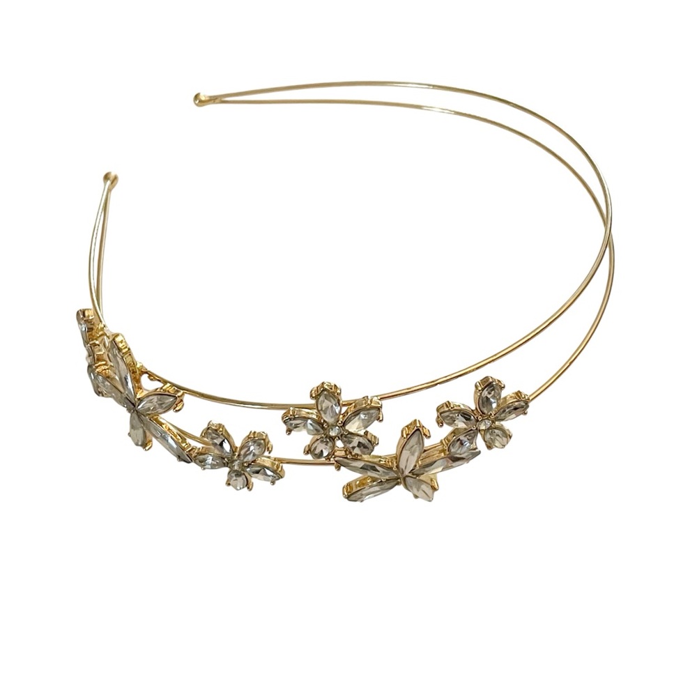 H&M Floral Rhinestones Silver Metal Headband Hair Accessory‎ NEW